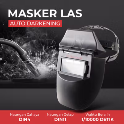 TaffGUARD Masker Las Auto Darkening Safety Mask Flat Flip - HJ05 - Black