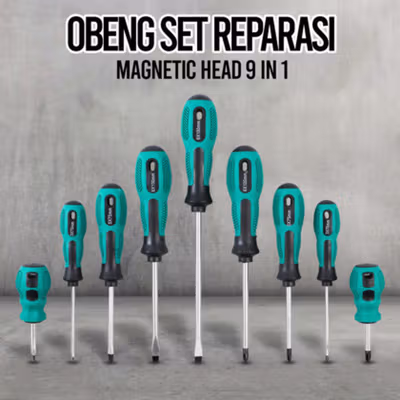 Taffware Obeng Set Reparasi Magnetic Head 9 in 1 - SK803 - Green