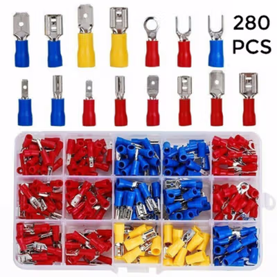 Taffware Skun Terminal Gepeng Insulated Connector Male Female 280 PCS - GB20 - Multi-Color