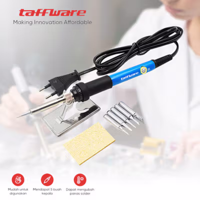 Taffware Solder Adjustable Temperature Fast Heating 60W with 5 Tips - CS-31 A - Black