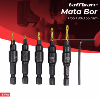 Taffware Vastar Mata Bor Drill Bit HSS 1.98-3.56mm 5 PCS - SV-VDB26 - Black