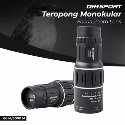 TaffSPORT Prime Teropong Monokular Focus Zoom Lens 66M/8000M - 16x52 - Black