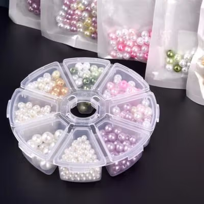 Kotak Perhiasan Aksesoris Round Plastic Jewelry Box 8 Slot - BT-8 - Transparent
