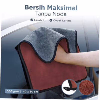 TaffHOME Kain Lap Microfiber Mobil Multifungsi 600 gsm 40x30cm - H-45G - Multi-Color