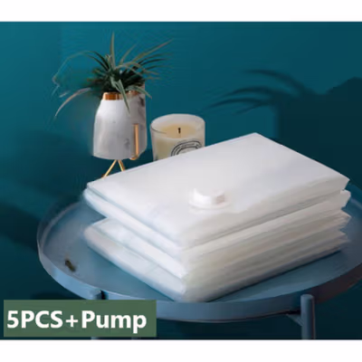 TaffPACK Kantong Plastik Vakum Pakaian Multisize 5 PCS Electric Pump - SH5 - Transparent