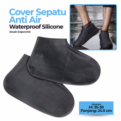 Darden Sarung Sepatu Anti Air Silicone Elastic Non Slip Shoe Cover M - SC32 - Black