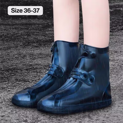 Holajaju Cover Sepatu Pelindung Anti Air Hujan PVC 1 Pair with Buckle 36-37 - H-007 - Black