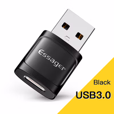 ESSAGER OTG USB Type C to Type A 3.0 Adapter Fast Charging 3A - EZJCA-XL01 - Black