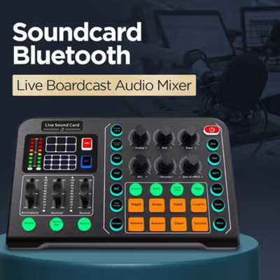 TaffSTUDIO Soundcard External Live Boardcast Audio Mixer Bluetooth 5.0 - M6 - Black