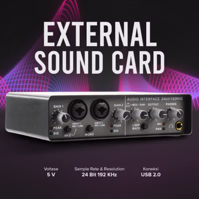 TEYUN External Sound Card Audio Interface Preamp High Speed USB 2.0 - Q-24 - Black