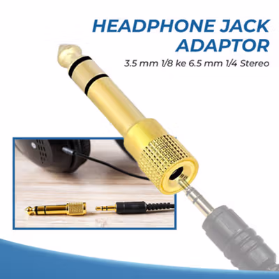 Headphone Jack Adaptor 3.5mm 1/8 ke 6.5mm 1/4 Stereo - PJ1652 - Golden