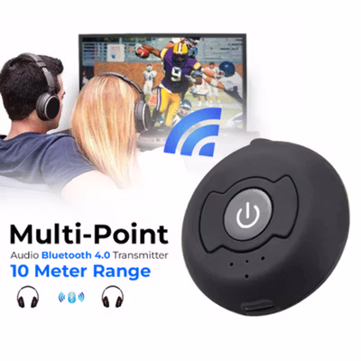 Multi-Point Audio Bluetooth Transmitter Wireless Device Connector - H-366T - Black