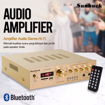 Sunbuck Bluetooth EQ Audio Stereo Hi-Fi Amplifier Karaoke 5CH 920W - AV-580USB/BT - Golden