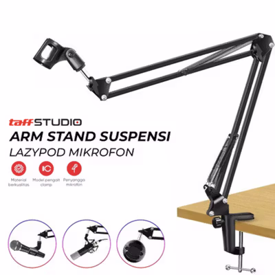 TaffSTUDIO Arm Stand Suspensi Mikrofon Scissor Lazypod Aluminium - NB-35 - Black