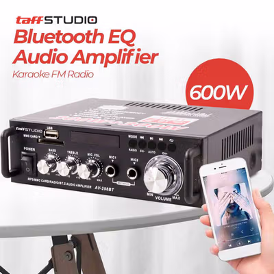 TaffSTUDIO Bluetooth EQ Audio Amplifier Karaoke Home Theater FM 600W - AV-298BT - Black