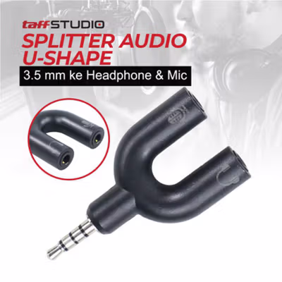 TaffSTUDIO Splitter Audio U Shape 3.5mm ke Headphone dan Mic - K0650 - Black