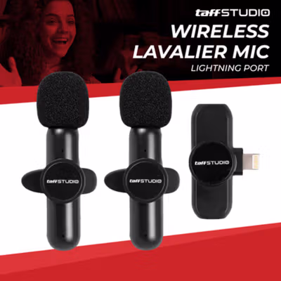 TaffSTUDIO Wireless Lavalier Microphone Vlogger Lightning 2 Mic 2.4GHz - G10 - Black
