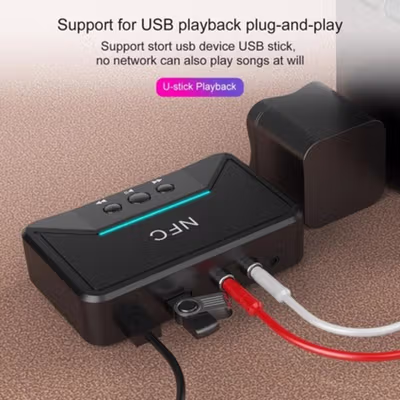 VAORLO Audio Bluetooth 5.3 Receiver NFC Stereo Kit Speaker AUX RCA USB - BT200 - Black