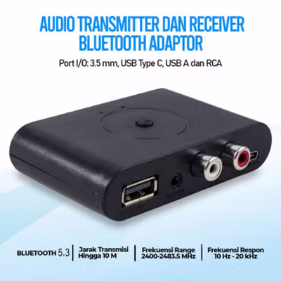 VIKEFON Audio Receiver Bluetooth 5.3 Adaptor RCA U Disk AUX 3.5mm - B29 - Black