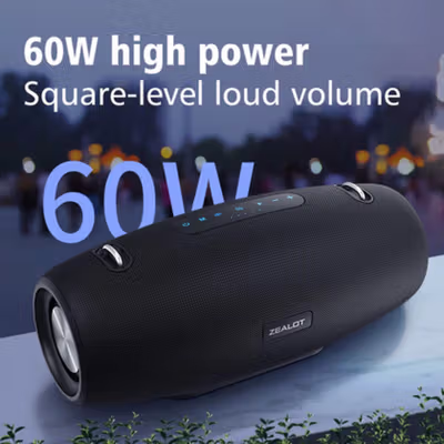 ZEALOT Portable Bluetooth Speaker Stereo Outdoor Waterproof 60W - S-67 - Black