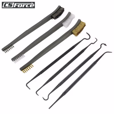 CS Force Sikat Stainless Steel Wire Brush 3 PCS with Pick Set 4 PCS - CS7 - Black