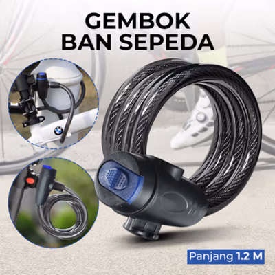 LOCK Kunci Gembok Ban Sepeda Anti Maling 1.2M - TY588YE - Black