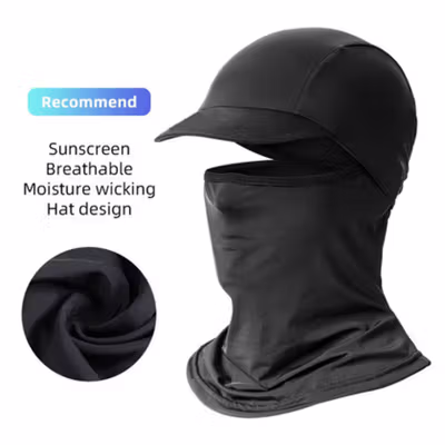 Masker Topi Sepeda Full Face Cycling Cap Anti UV Hat Spandex - LF7357 - Black