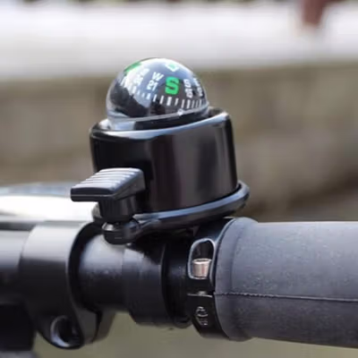 MTB Bell dan Kompas Sepeda Bicycle Compass with Trumpet Bell Aluminium - R2194 - Black
