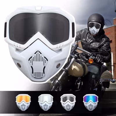 SYSTECH Kacamata Helm Motor Goggles Mouthpiece UV400 Windproof Clear - DH-161 - Black White