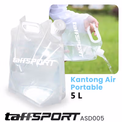 TaffSPORT Kantong Air Minum Lipat BPA Free Portable Water Bag 5L - SD-10 - Transparent