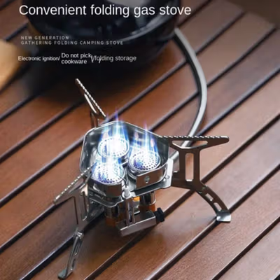 TaffSPORT Kompor Gas Portable Lipat Outdoor 3 Burner Camping Stove - WD68 - Silver