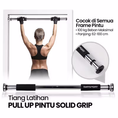 TaffSPORT Tiang Latihan Pull Up Pintu Door Gym Bar Solid Grip 62-100cm - HW139501 - Black