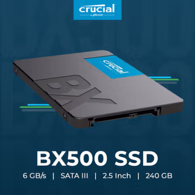 Crucial SSD 6GB/s SATA III 2.5 Inch 240GB - BX500 - Black
