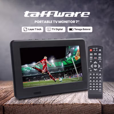 Taffware Portable TV Monitor Digital 7 Inch DVB-T2 Rechargeable - D7 - Black