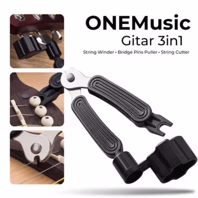 TaffSTUDIO Alat Pasang Senar Gitar 3in1 String Cutter Winder Puller - WLZ-24R - Black