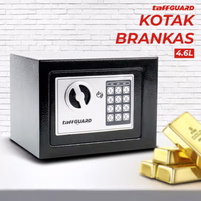 TaffGUARD Kotak Brankas Hotel Mini Password Deposit Box Coin Slot 4.6L - EB30 - Black