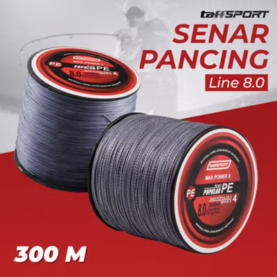TaffSPORT Senar Pancing PE 4 Braided Strand Fishing Line 300M 8.0 - BLTP - Gray