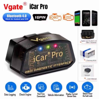 Vgate iCar Pro OBD2 Scanner Code Reader Bluetooth 4.0 Diagnostic Tool - ELM327 - Black