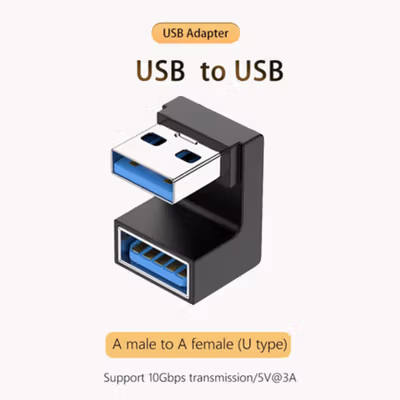 GETA Adaptor USB 3.0 Type A Male ke A Female U Shape 10 Gbps - G-01 - Black