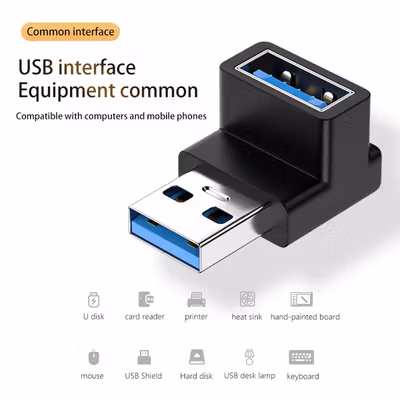 GETA Adaptor USB 3.2 Type A Male ke A Female L Shape 10 Gbps - G-02 - Black