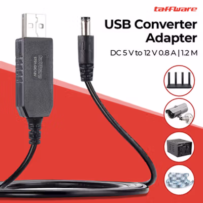 Taffware USB Converter Adapter Power Boost Line DC 5V to 12V 0.8A 1.2M - ST01 - Black