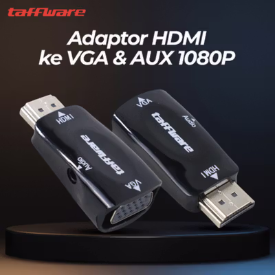 Taffware Adaptor HDMI ke VGA dan AUX 1080P - S-PC-0389 - Black