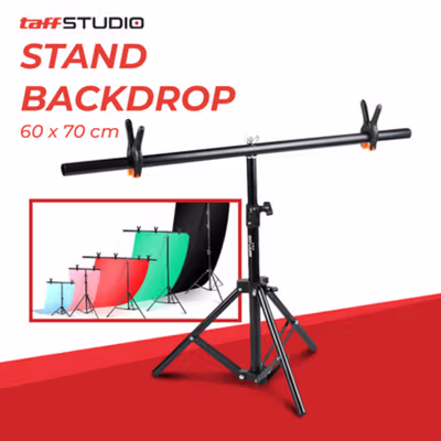 TaffSTUDIO Bracket Stand Backdrop Foto Studio T-Shape with 2 Clip 60x70cm - M138 - Black