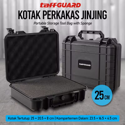 TaffGUARD Kotak Perkakas Multifungsi ABS Spons Storage Tool Box 25cm - TH23 - Black