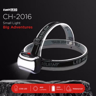 TaffLED Senter Kepala LED COB Headlamp Waterproof 3 Mode 400 Lumens - CH-2016 - Black
