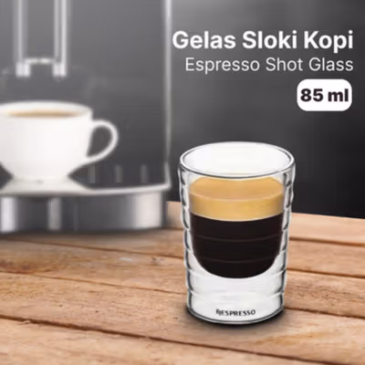 Aldismala Gelas Sloki Kopi Double Wall Nespresso Espresso Shoot Glass 85ml - Transparent