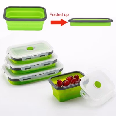ACEBON Kotak Makan Lunch Box Foldable Silicone Single Layer 800ml - TN99 - Green