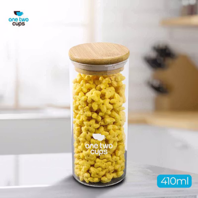 One Two Cups Toples Kaca Penyimpanan Makanan Kedap Udara Glass Jar 410ml - GH1270 - Transparent