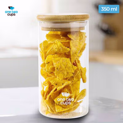 One Two Cups Toples Kaca Penyimpanan Makanan Kedap Udara Storage Jar 350ml - GH1270 - Transparent