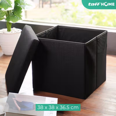 TaffHOME Sofa Kotak Penyimpanan Barang Foldable Container 38x38x36.5cm - LH962 - Black